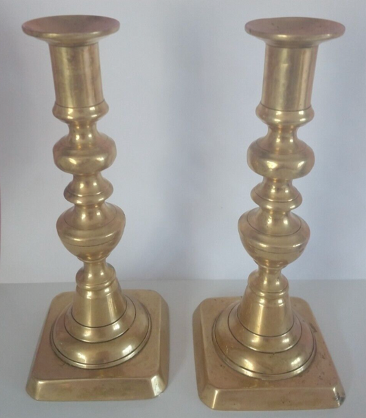 Pair of brass vintage candlesticks - height 21 cm