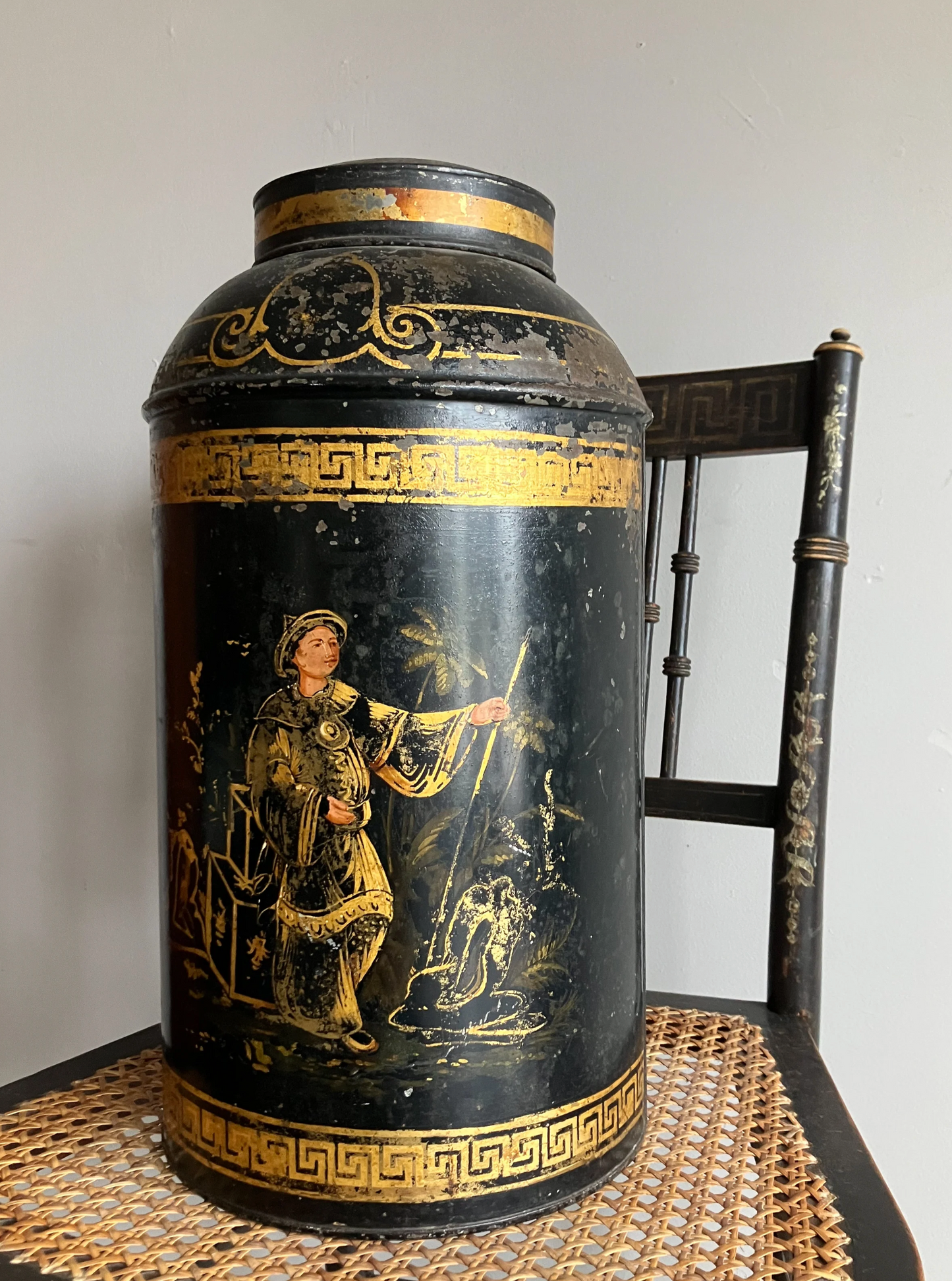 A Large 19th Century Toleware Tea Canister