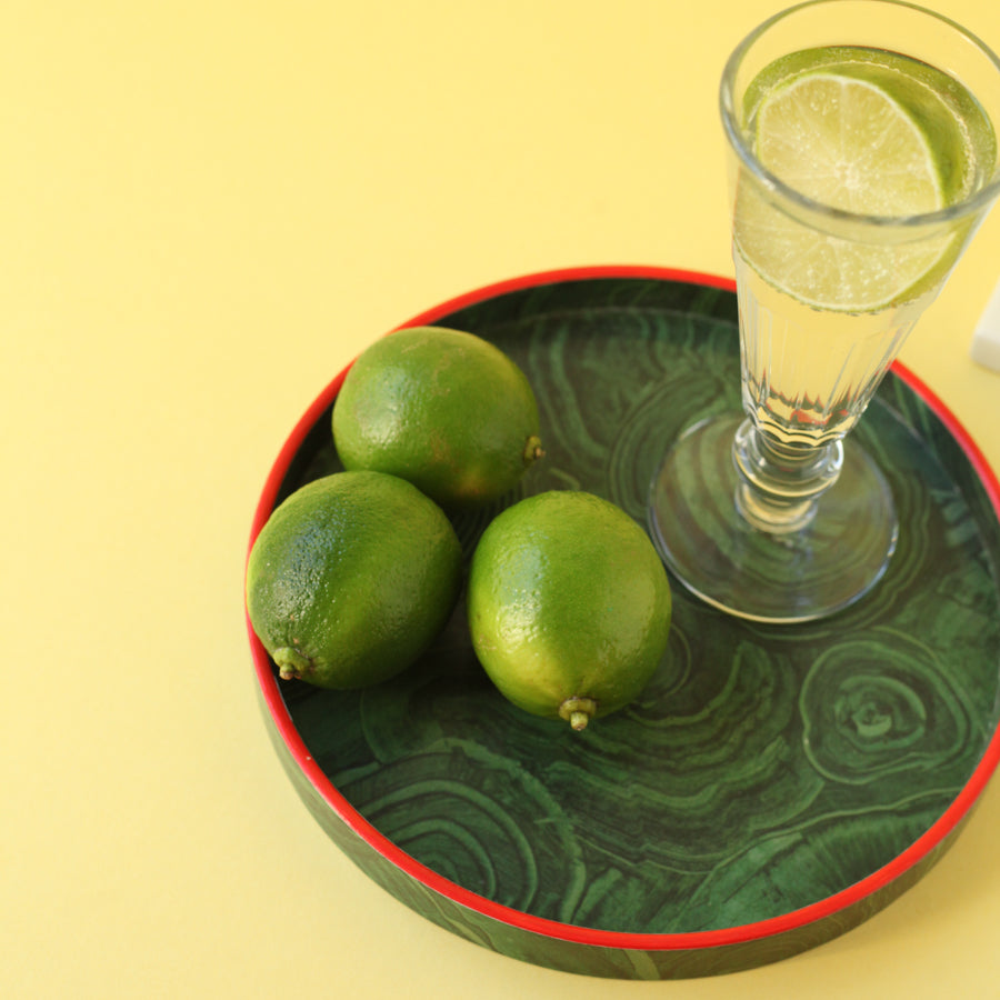 Medium Malachite Tray with Atomic Red Border