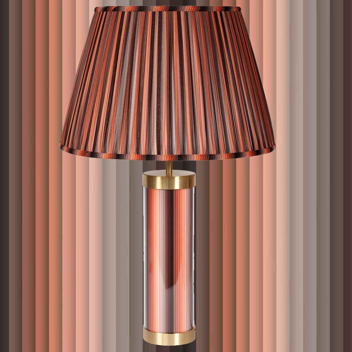 Undulating Stripes - Orange Glass & Brass Lamp