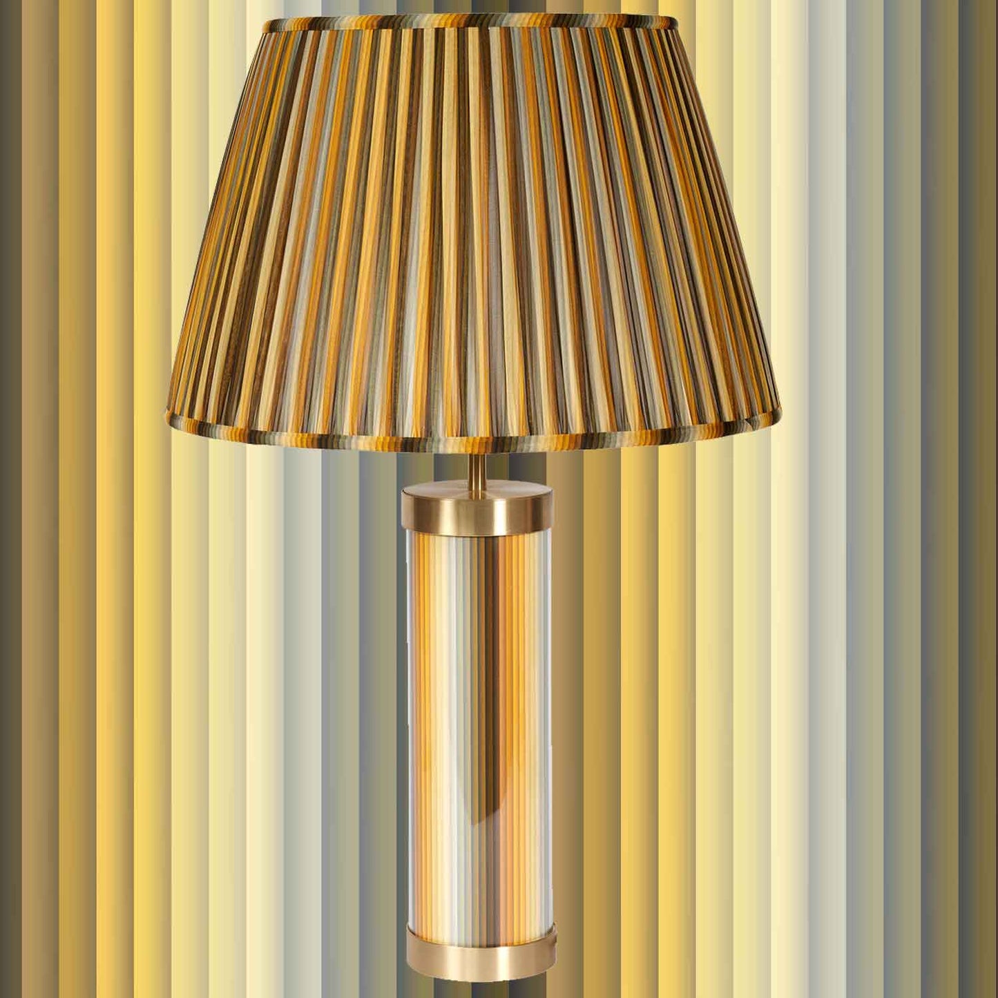 Undulating Stripes - Yellow Glass & Brass Lamp