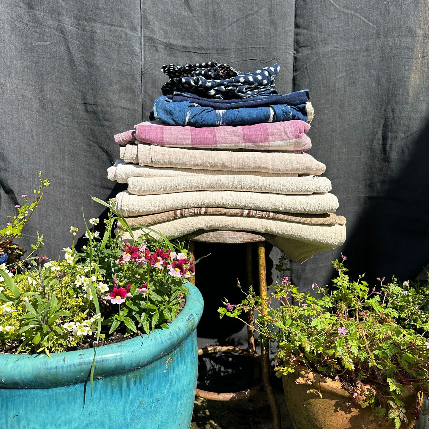 19th Century Indigo Quilted Lavender Pillow - L