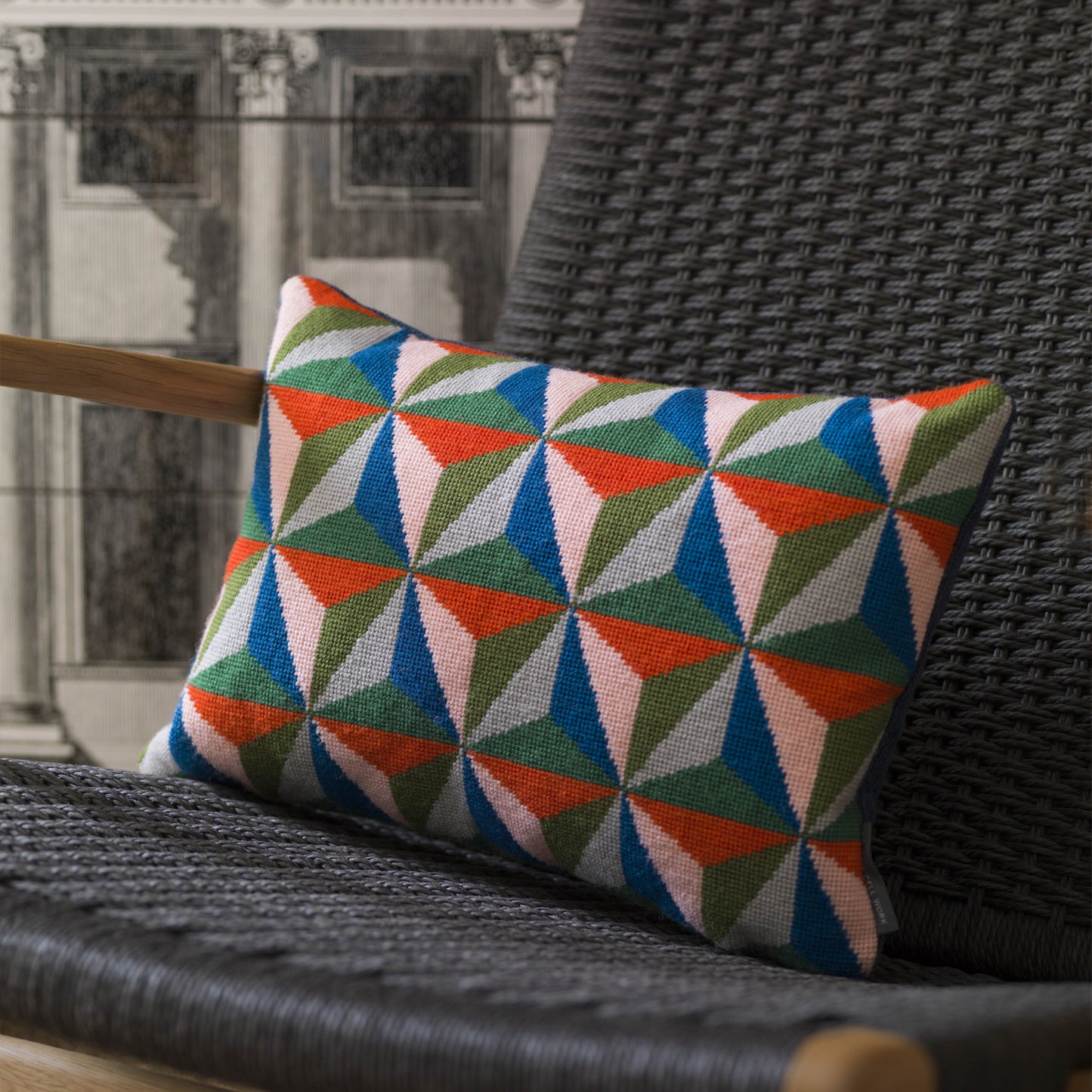 Tetrahedron Cushion - Blue