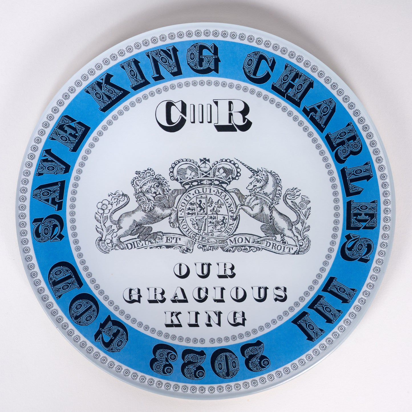 7” 'King Charles III 2023' Commemorative Decoupage Plate - Blue