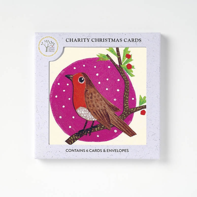 Robin Under a Pink Sky by Samuel Winterbourn - Pack of 6 Christmas Cards