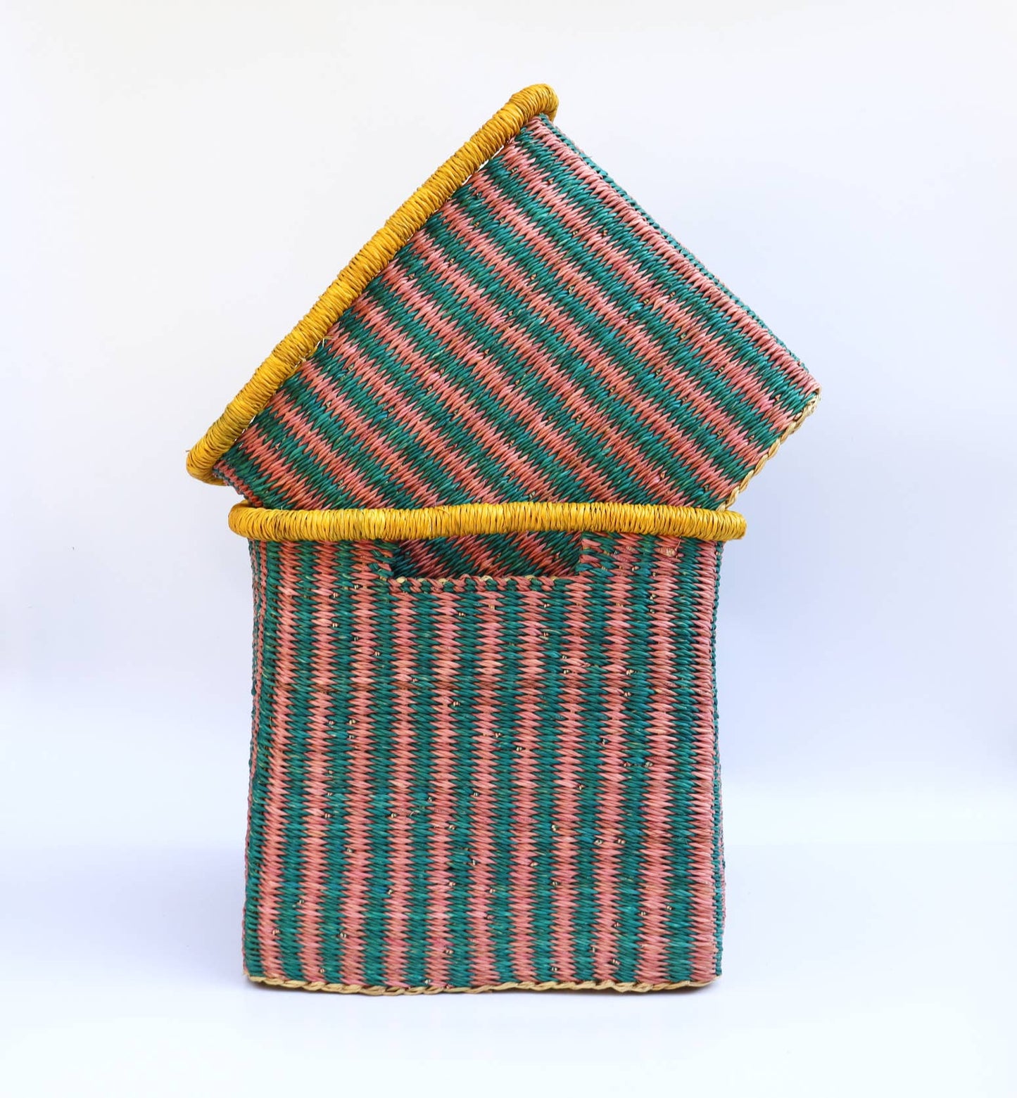 Turquoise, Pink, Yellow Rectangle Storage Basket - Small