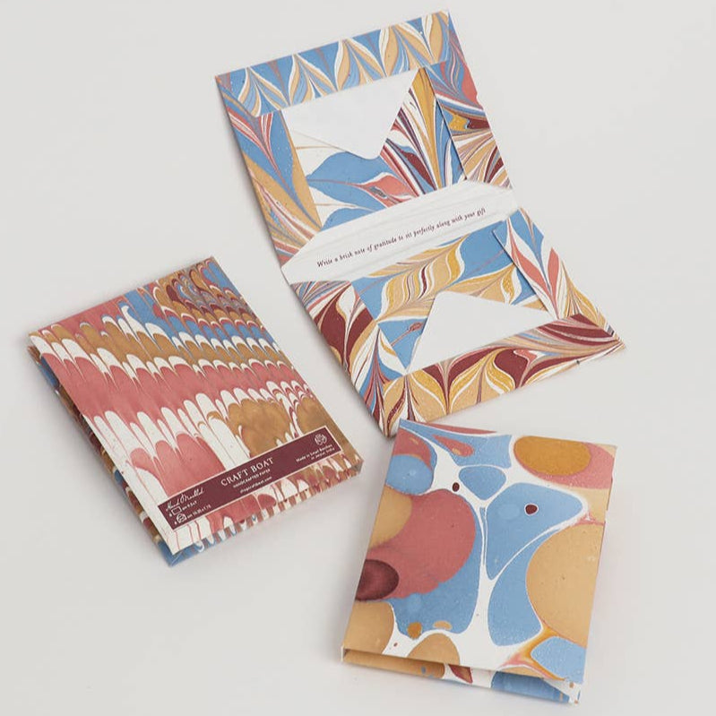Hand Marbled Notecard Set - 6 Cards: Desert Pebbles