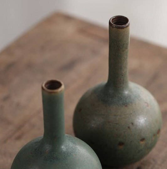 Handmade Ceramic Emerald Gourd Vase