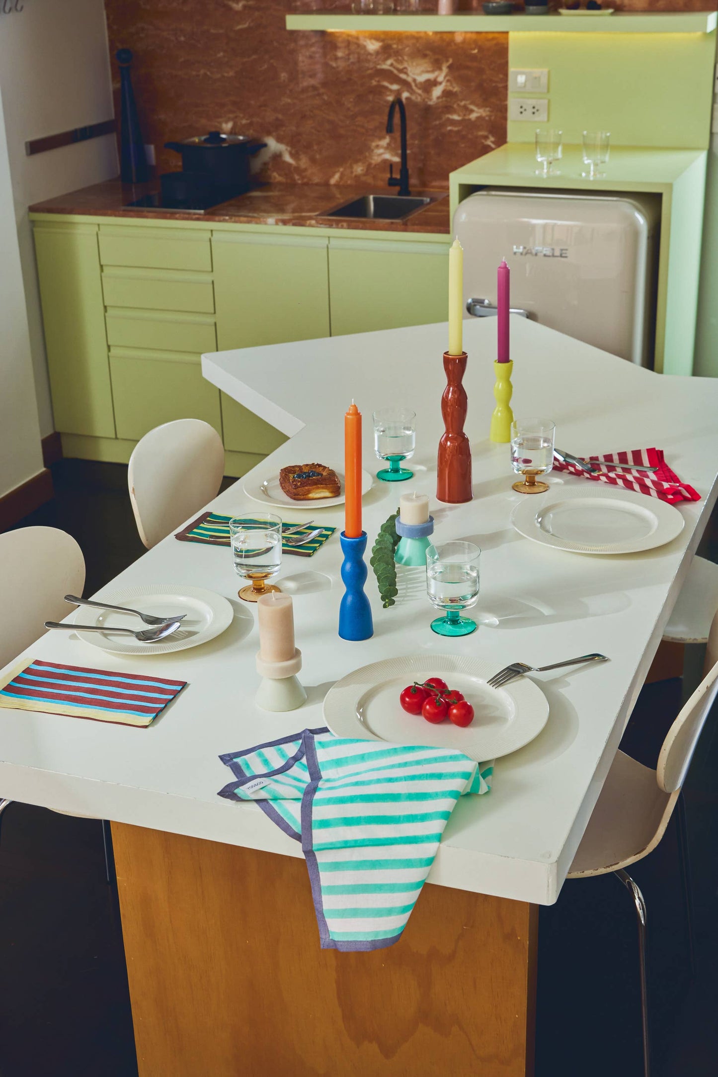 Block Stripes Napkins: Crimson Red/Blush