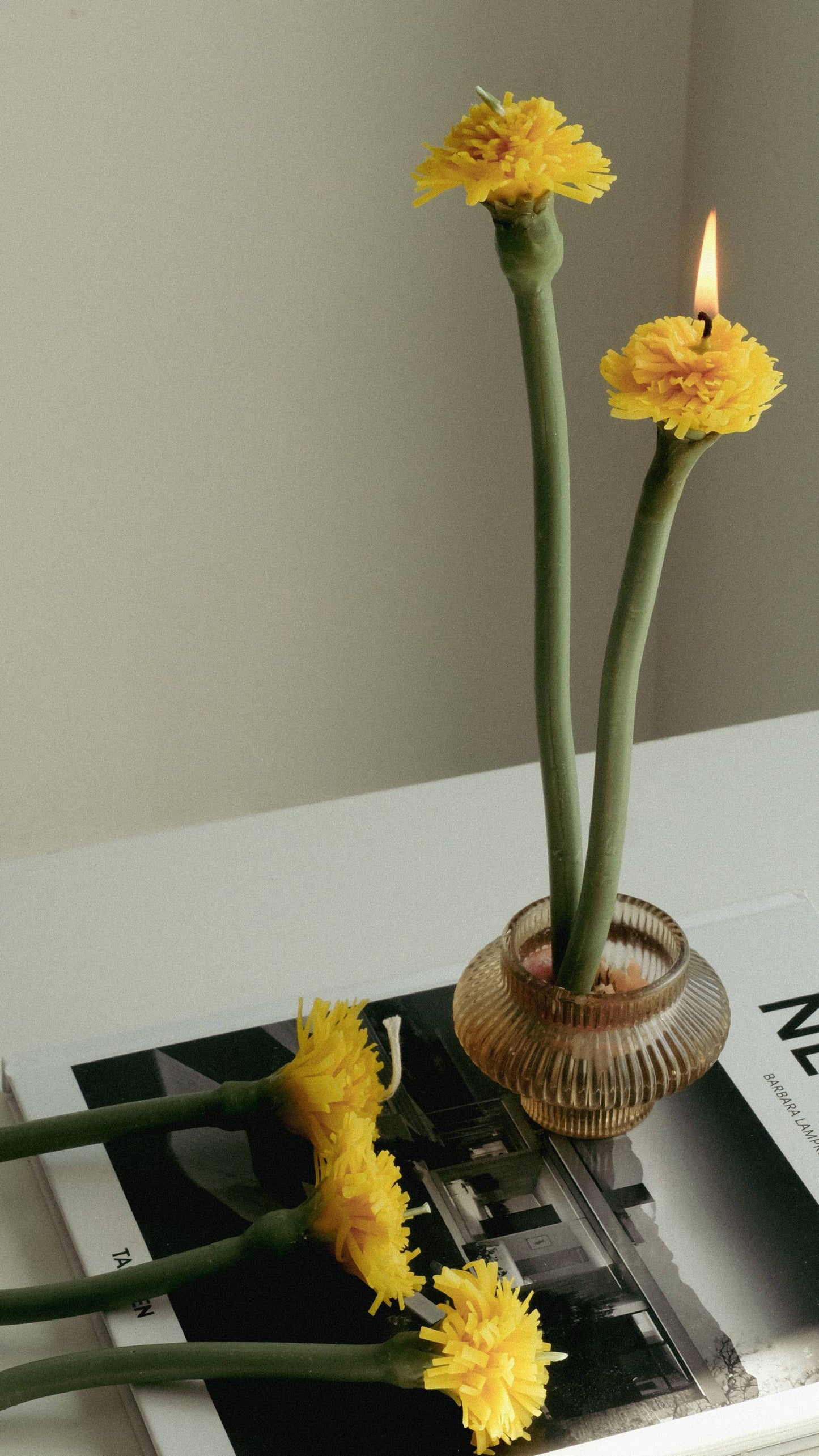 Beeswax Dandelion Dinner Candle