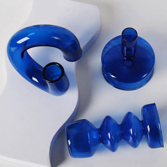 Cobalt Glass Candlestick Holder