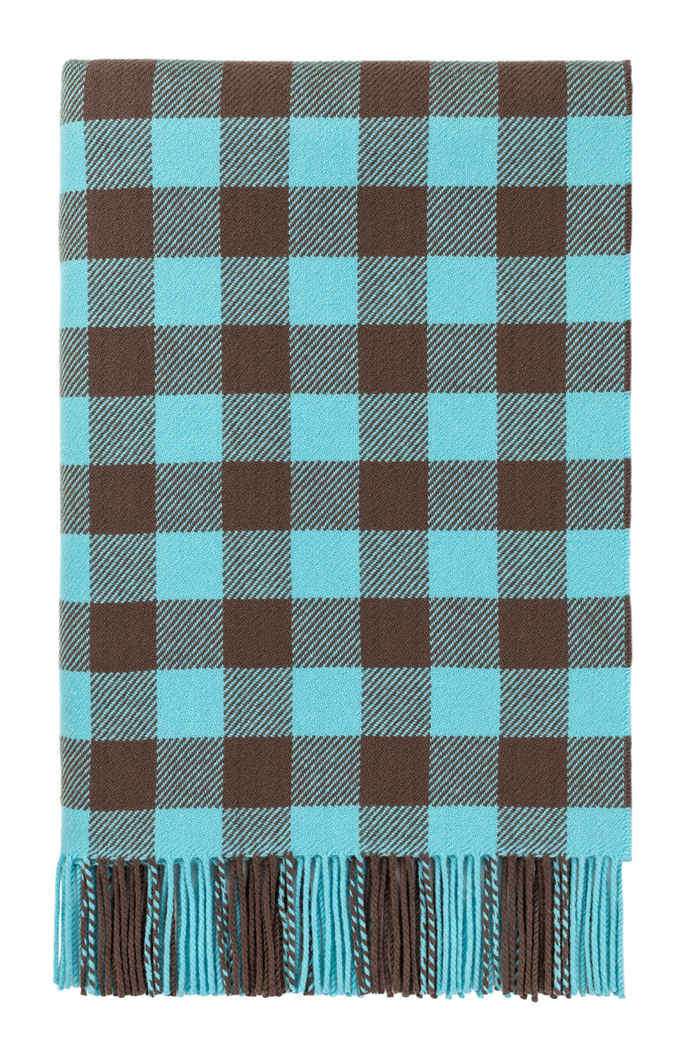 Limited Edition Block Check Throw - Turquoise & Brown