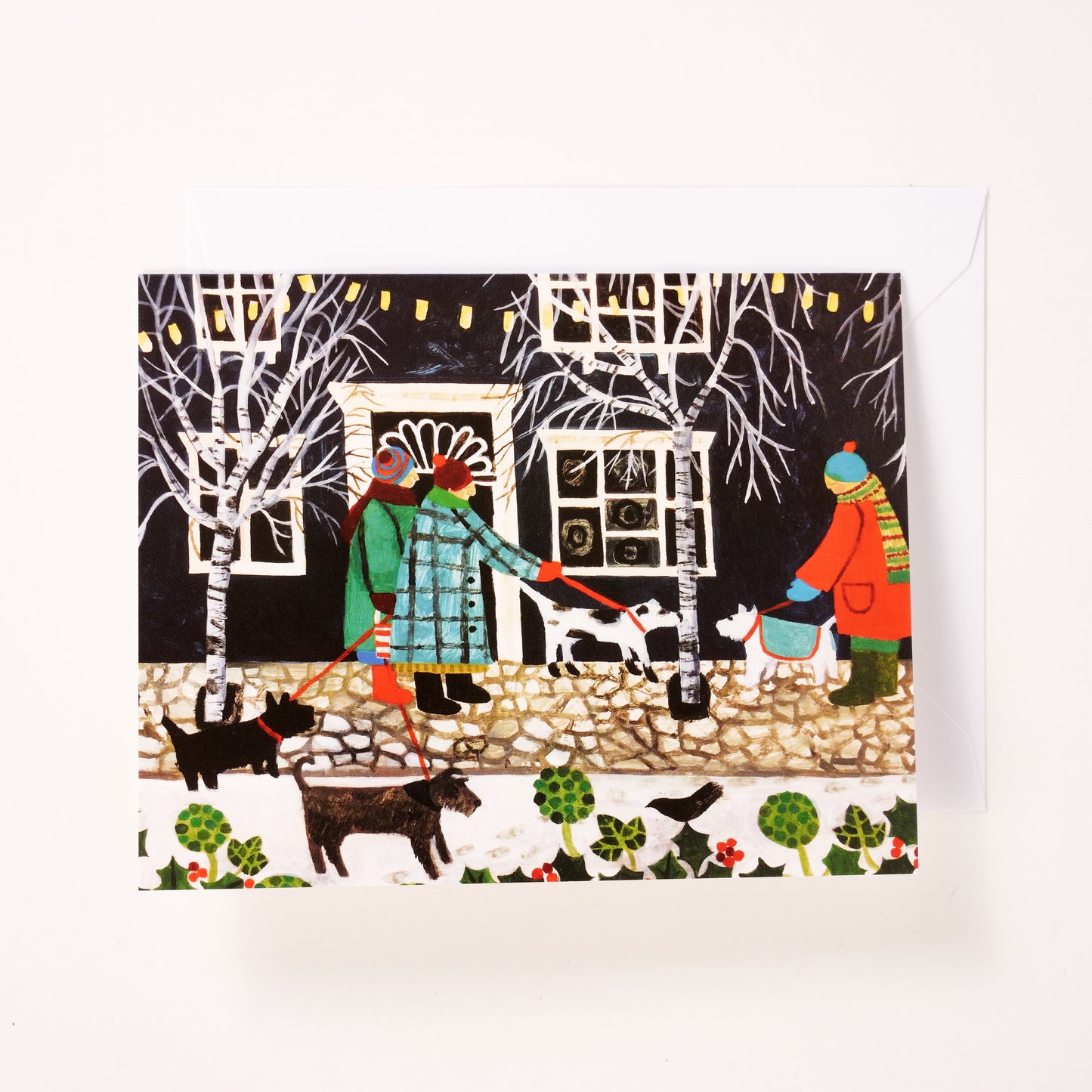 Christmas Lights With Dogs - Pack of 5 Christmas Cards