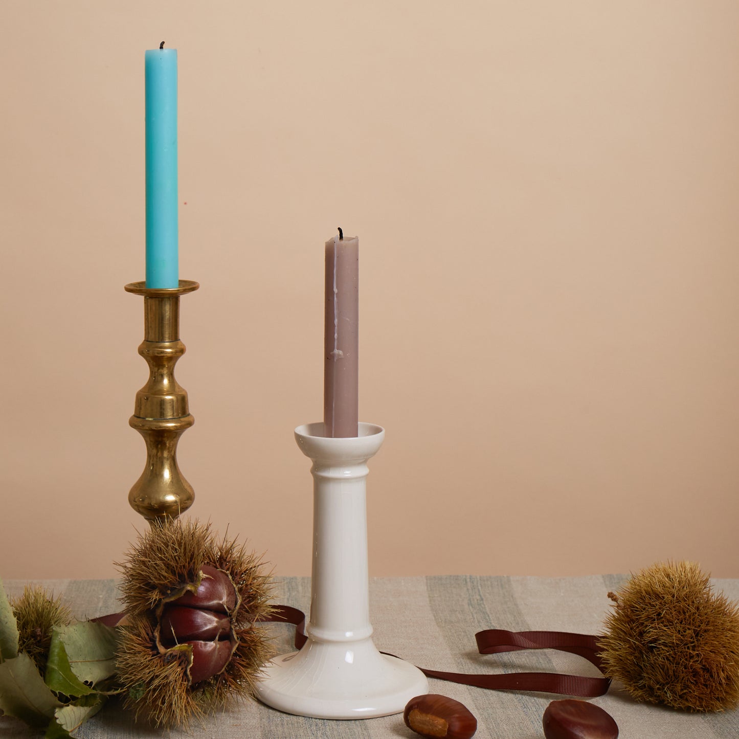 Creamware Column Candlestick - Small