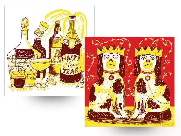 Decorated Dogs & Festive Drinks by Alice Pattullo - Pack of 6 Christmas Cards