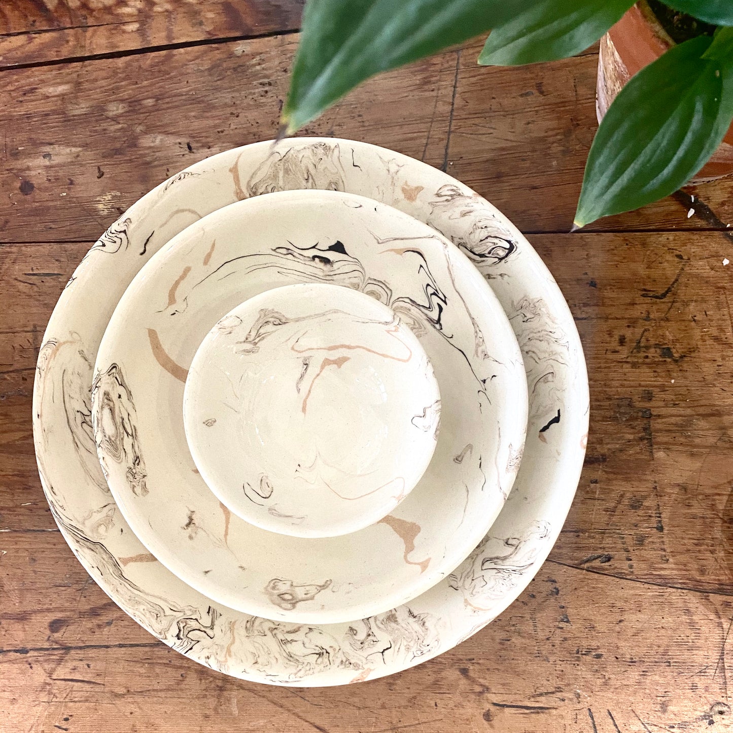 Cream Swirl Earthenware - Scalloped Dinner Plate
