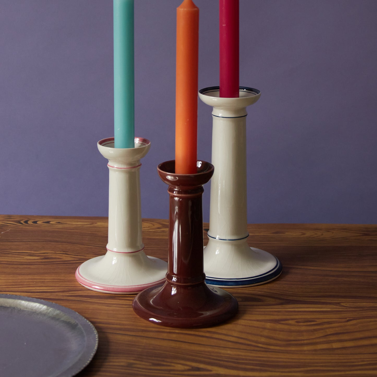 P&H Creamware Column Candlestick - Small