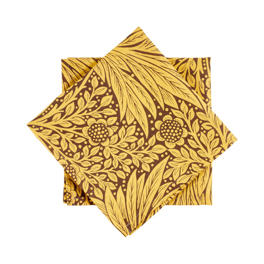 'Marigold' Summer Yellow/Chocolate Napkin - Cornubia Collection