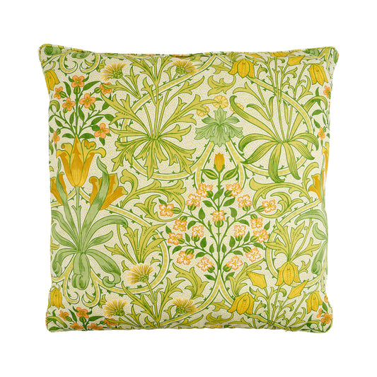 'Woodland Weeds' Sap Green Cushion - Cornubia Collection