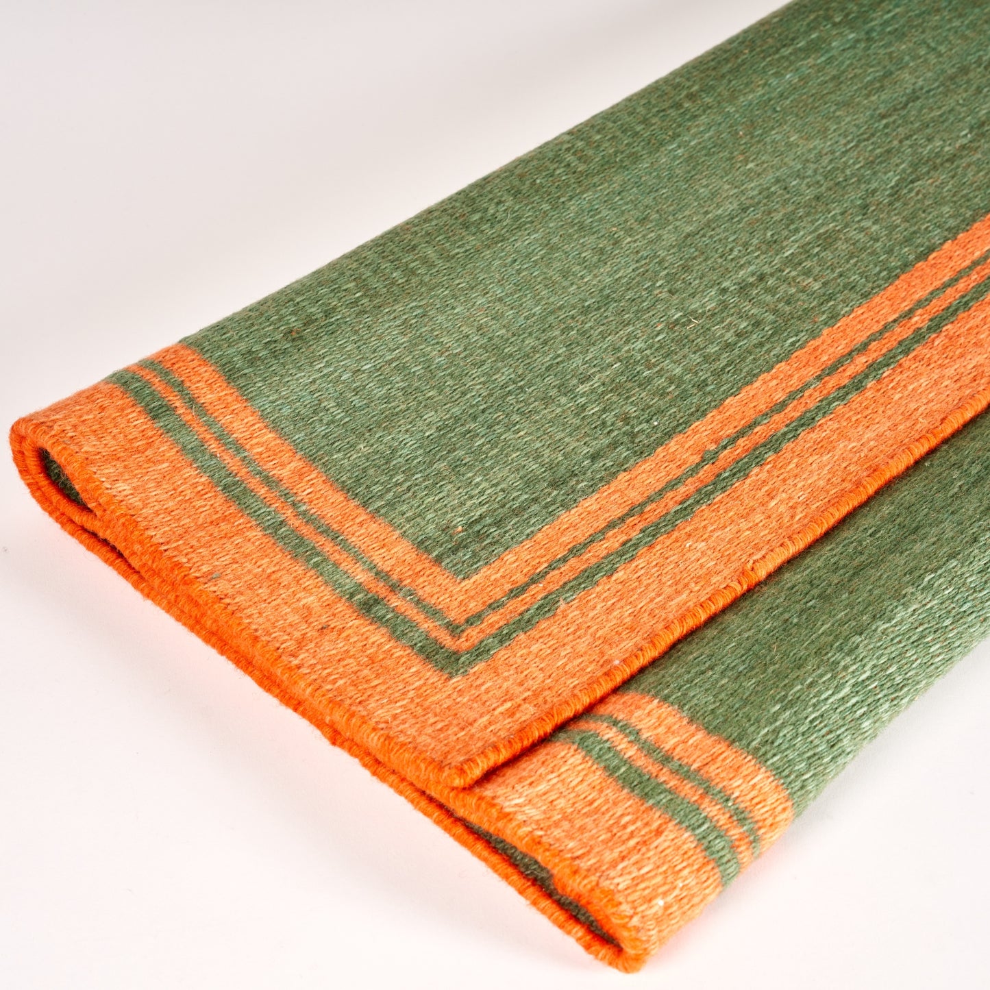 Green & Burnt Orange Borders Rug