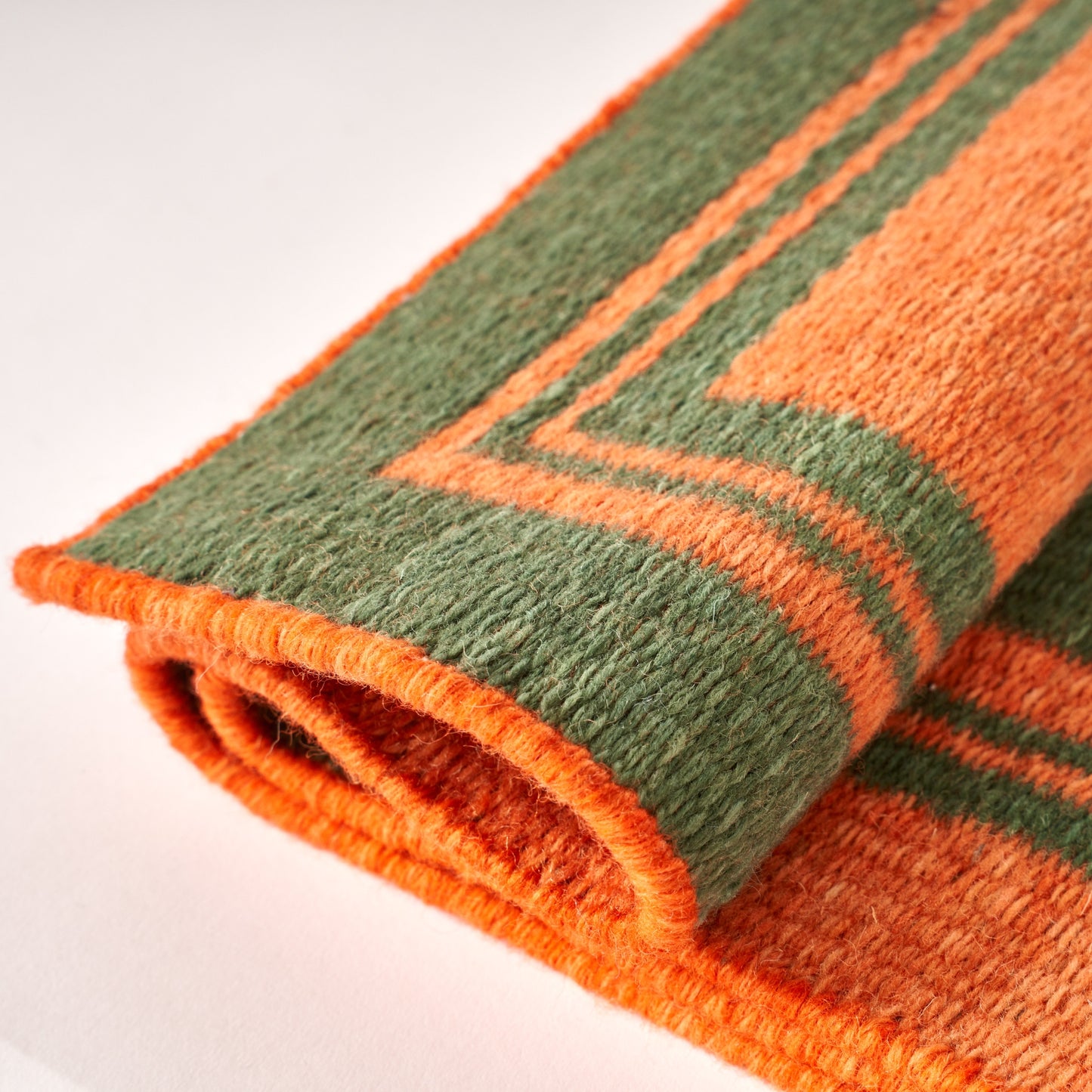 Green & Burnt Orange Borders Rug