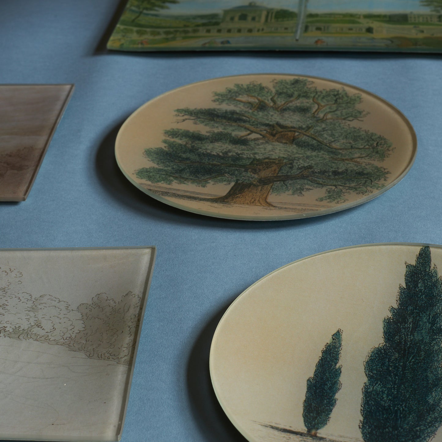 7” C19th Pastoral View through a Cave Decoupage Plate