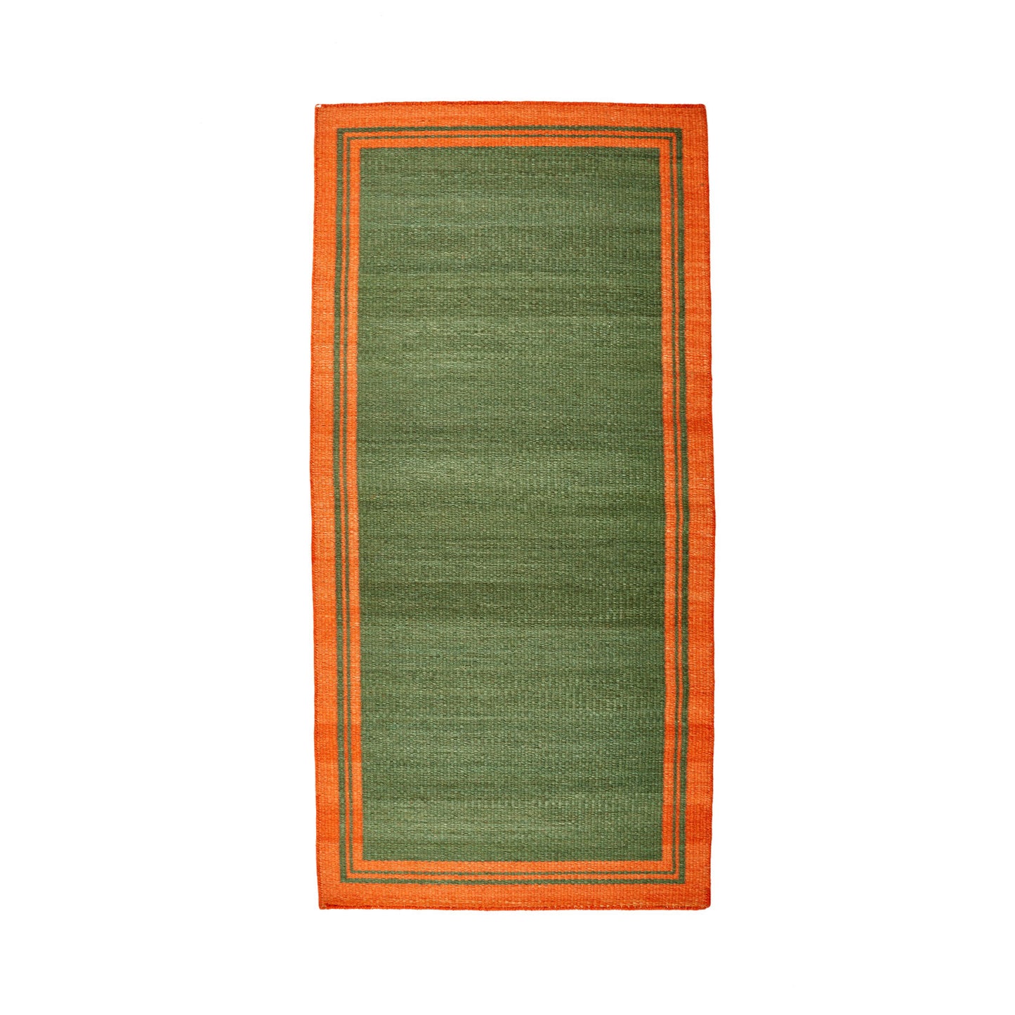 Green & Burnt Orange Borders Rug