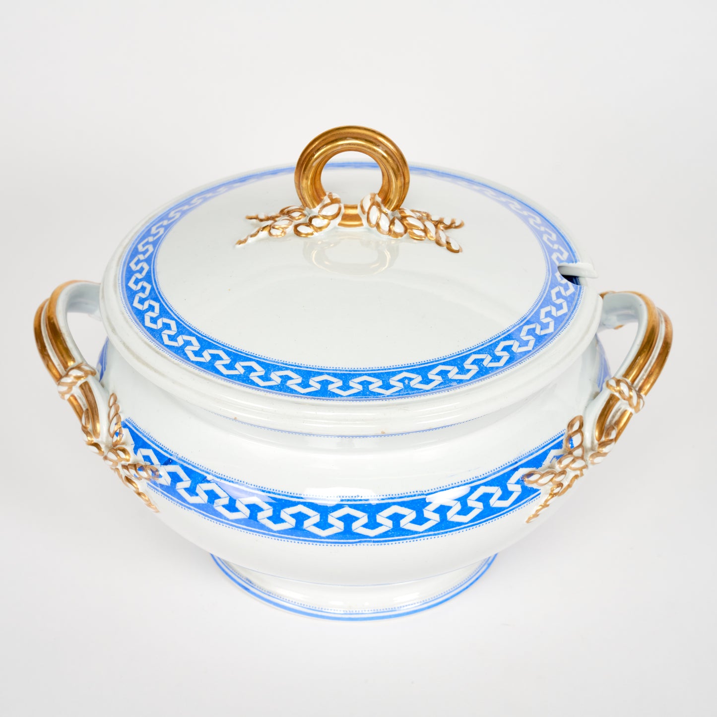 Versailles Blue Greek Key Tureen - Medium