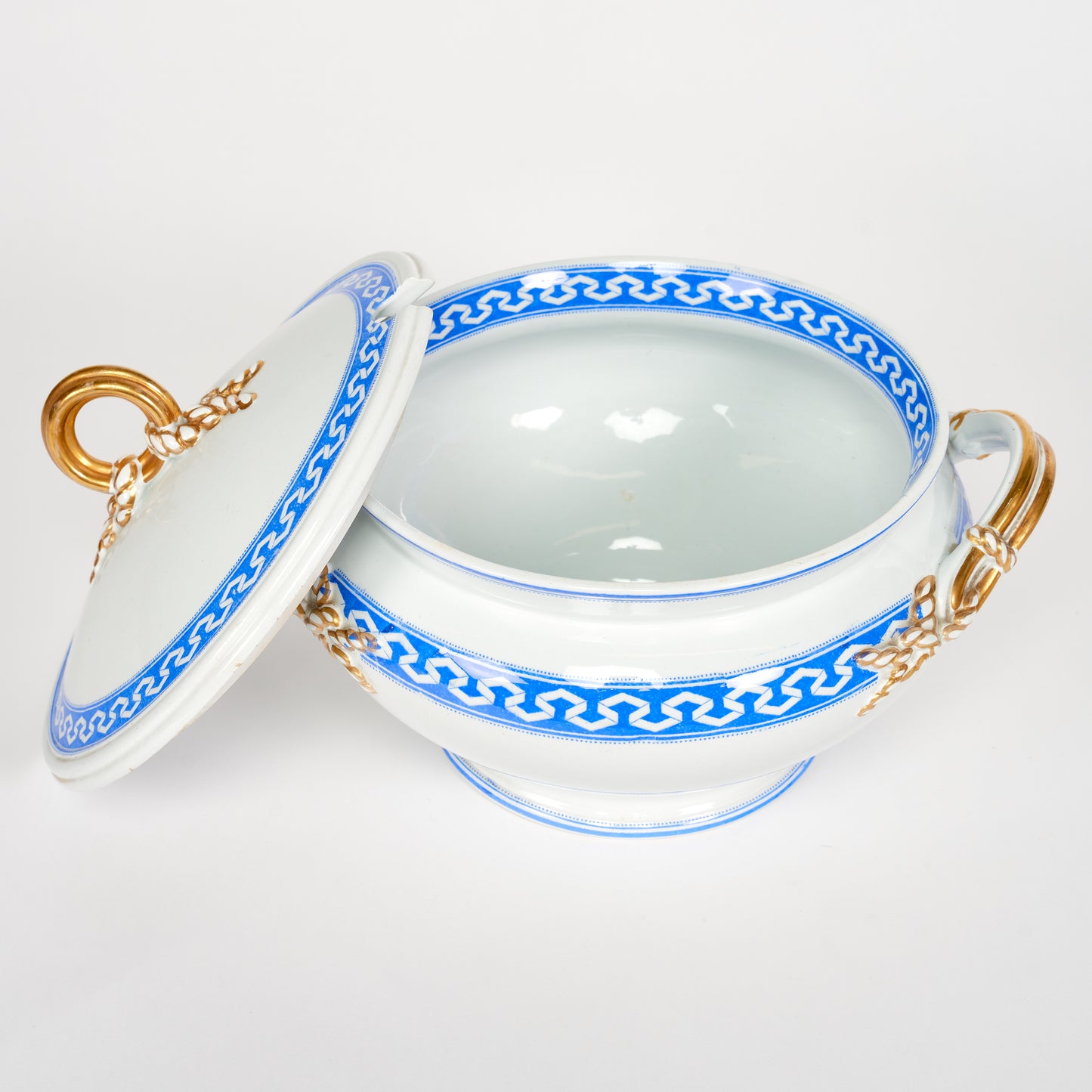 Versailles Blue Greek Key Tureen - Medium