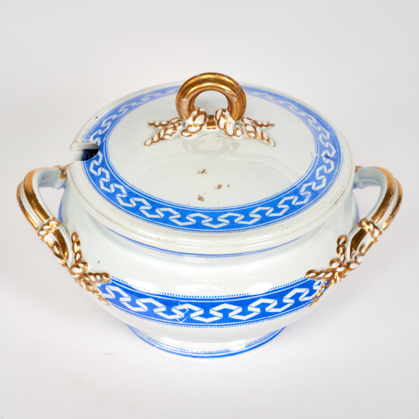 Versailles Blue Greek Key Tureen - Large