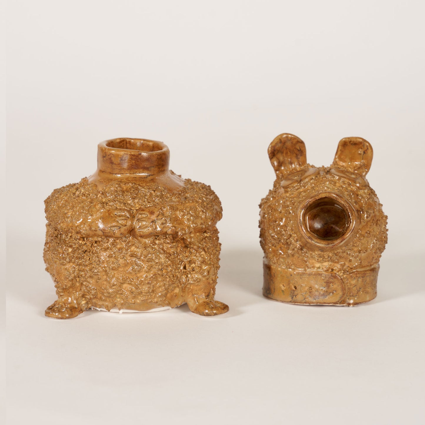 Pottery Bear Bottle - Gold Brown