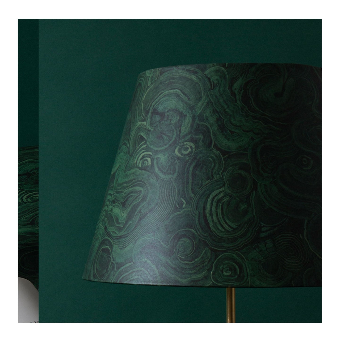 Faux Malachite Glass & Brass Lamp