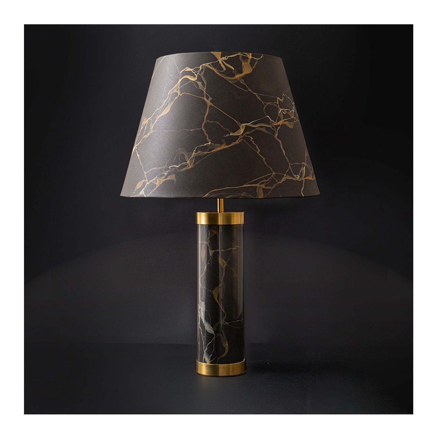 Faux Potoro Marble Glass & Brass Lamp