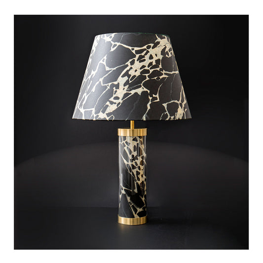 Faux French Antique Marble Glass & Brass Lamp