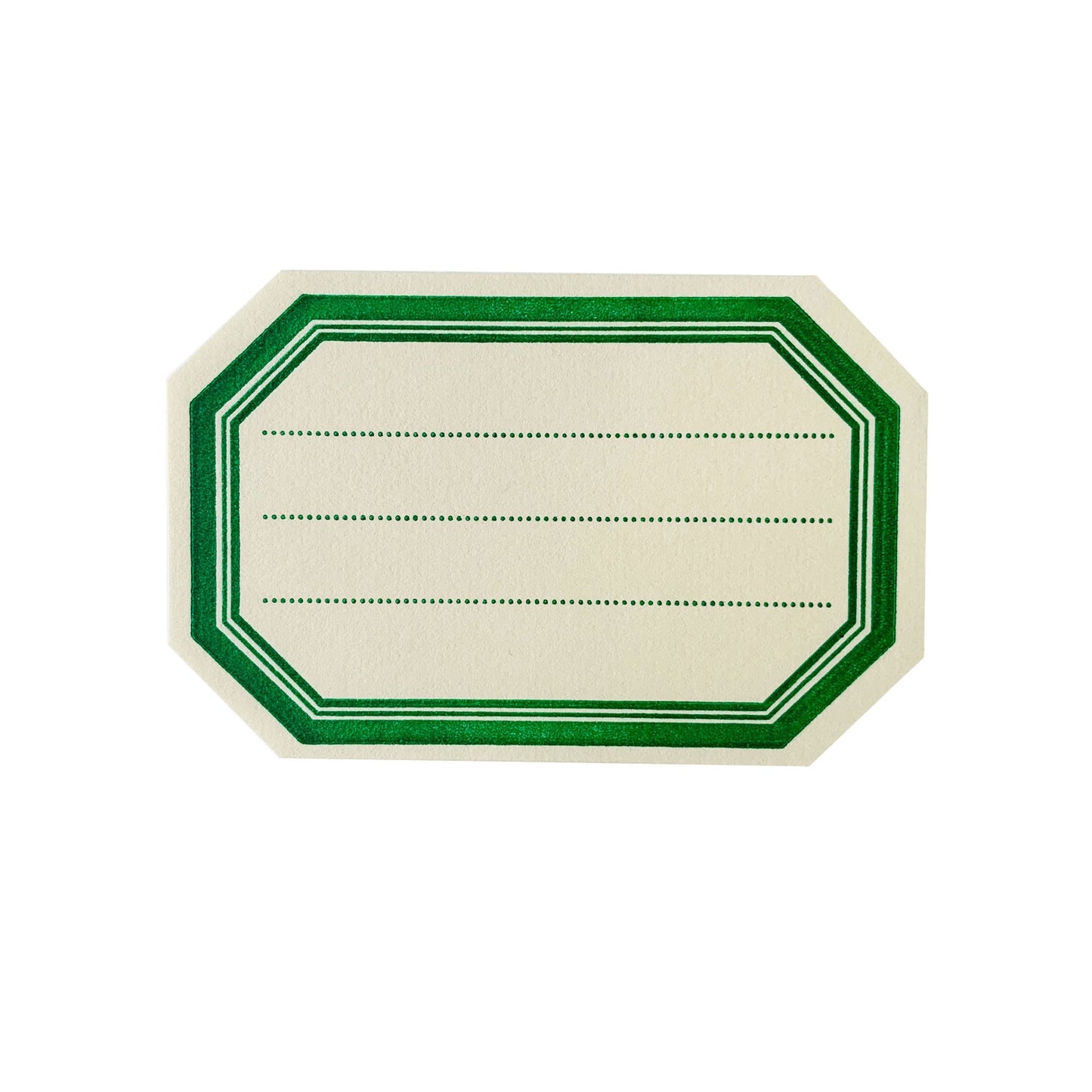 Green Border Octagonal Letterpress Bookplates - Set of 8