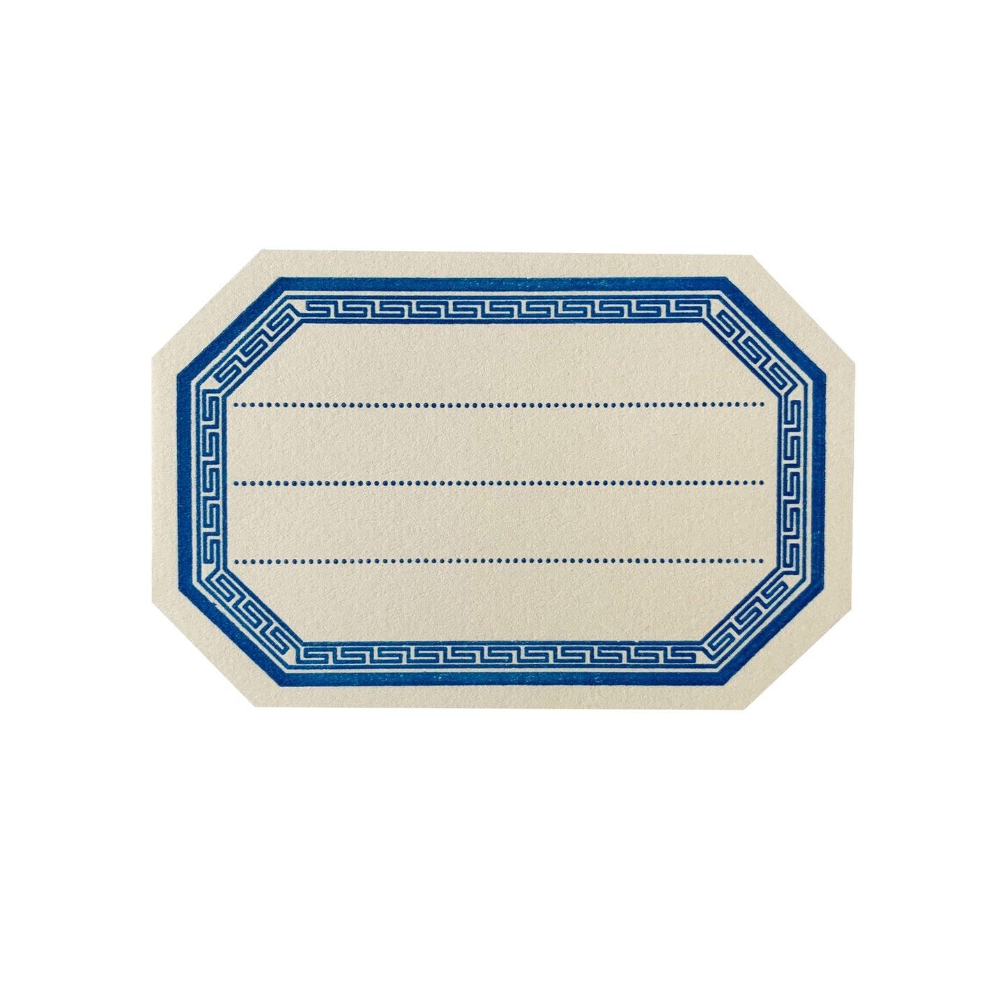 Blue Greek Key Octagonal Letterpress Bookplates - Set of 8