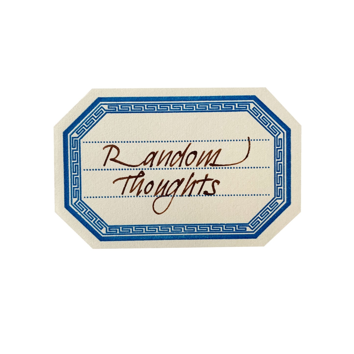 Blue Greek Key Octagonal Letterpress Bookplates - Set of 8