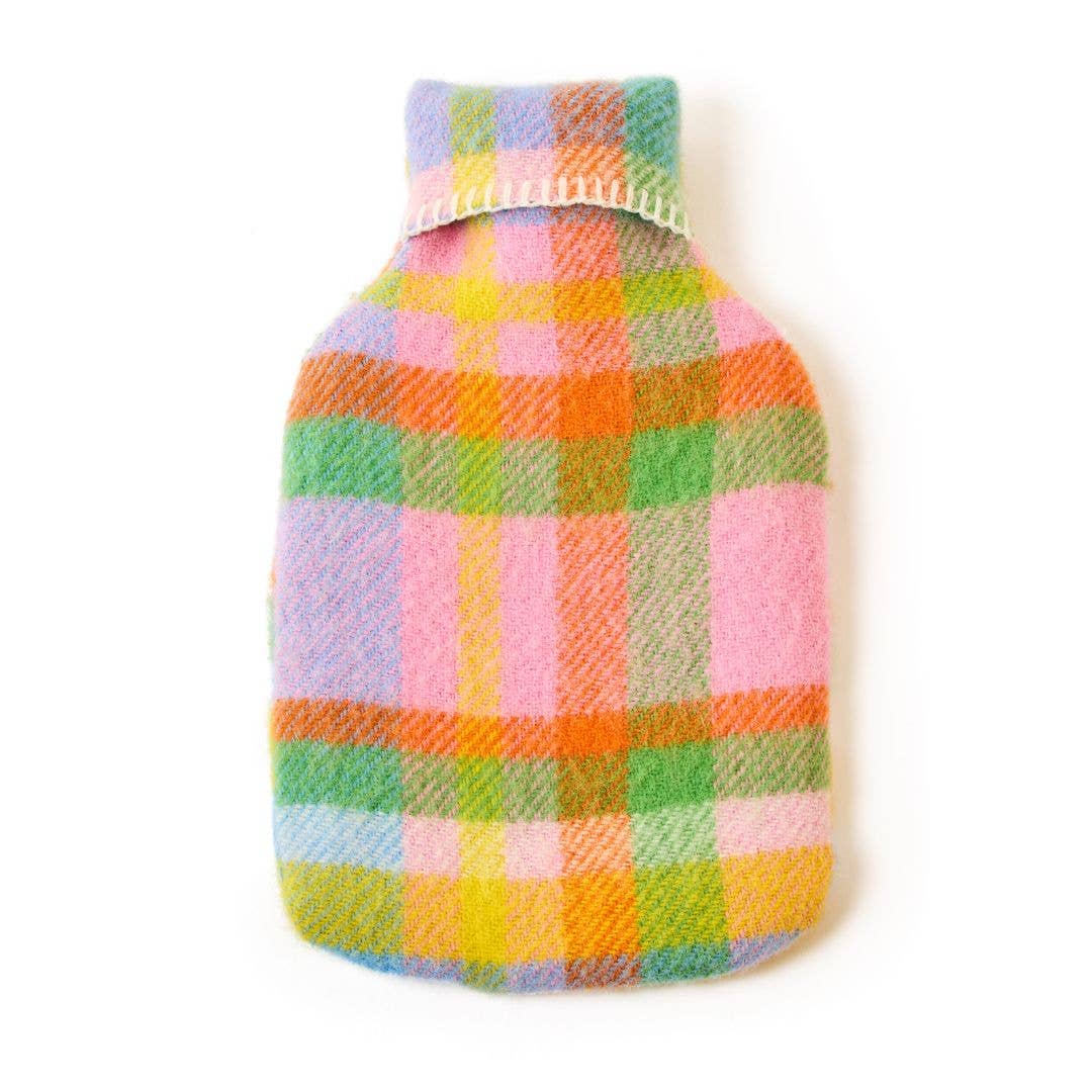 Rainbow Check Pure Wool Hot Water Bottle