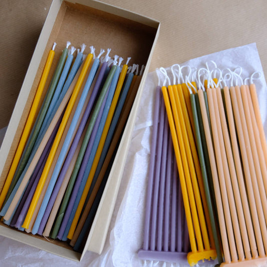 Slender Botanical Beeswax Candles - Pack of 15