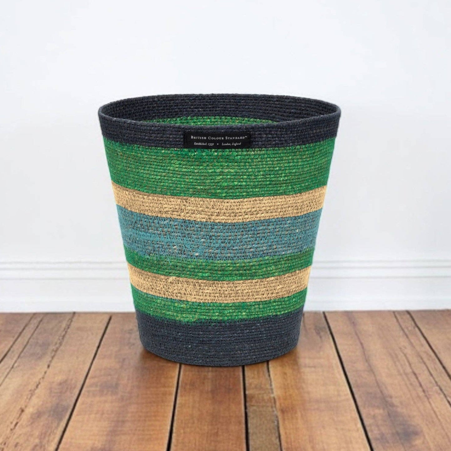 Seagrass Waste Paper Basket - Beryl & Midnight Blue