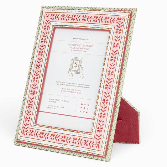 Block-Printed Tabletop Picture Frame - Rose Rhea