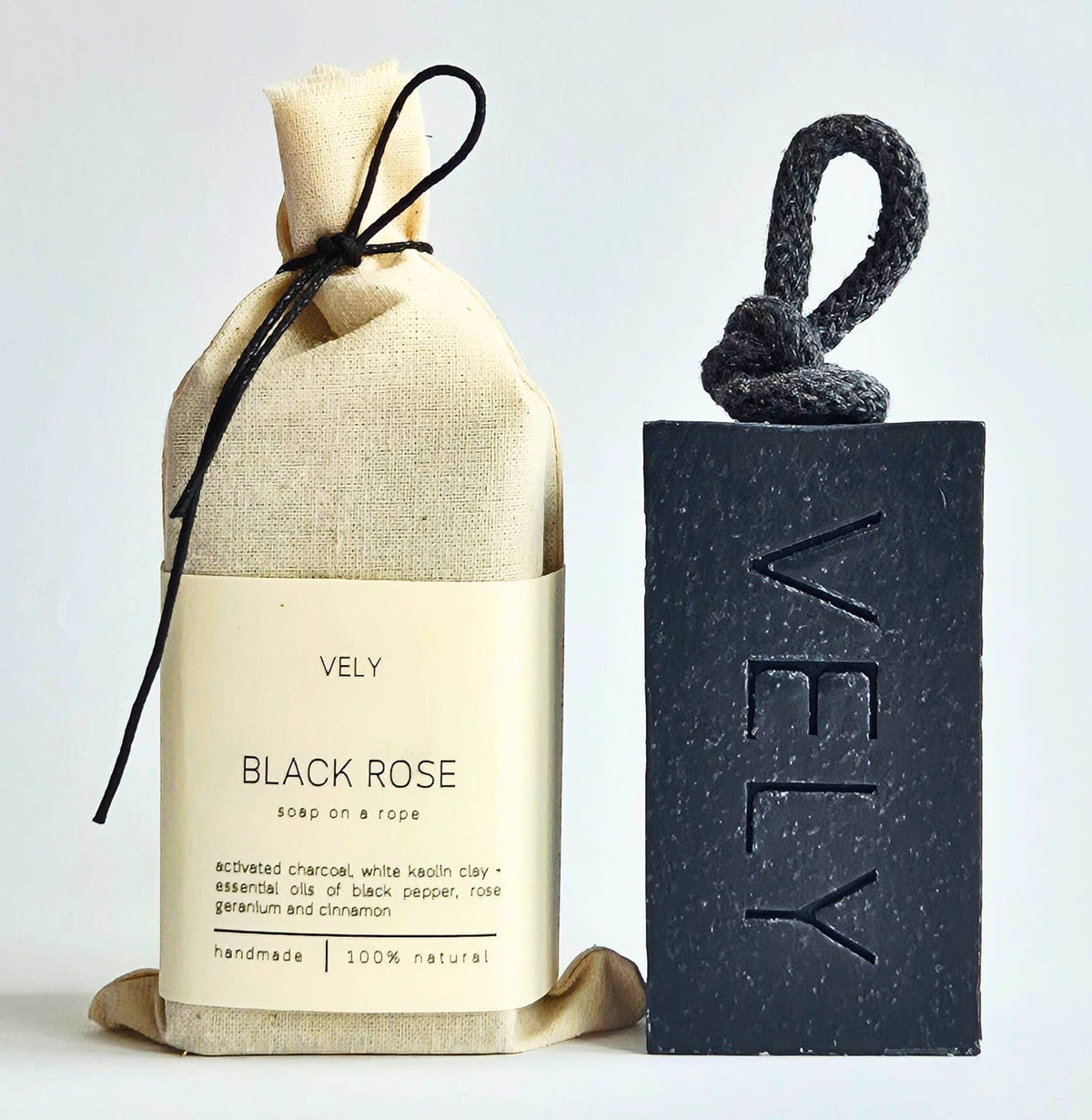 Handmade Soap On A Rope “Black Rose"