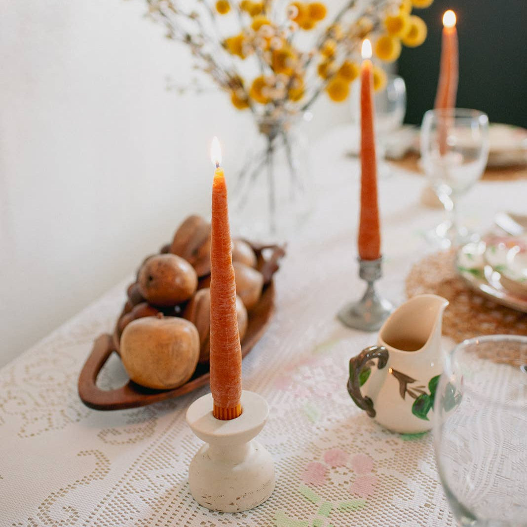 Carrot Beeswax Candles - Pair