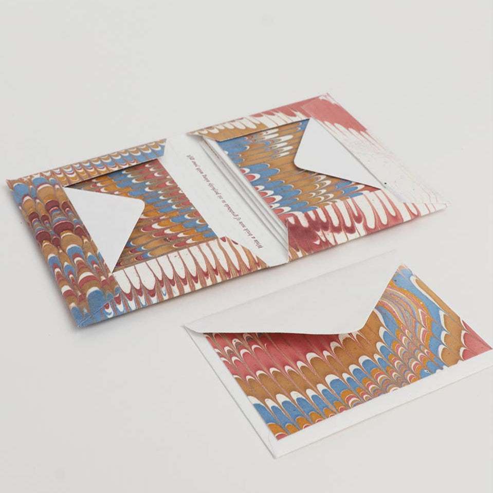 Hand Marbled Notecard Set - 6 Cards: Desert Feather