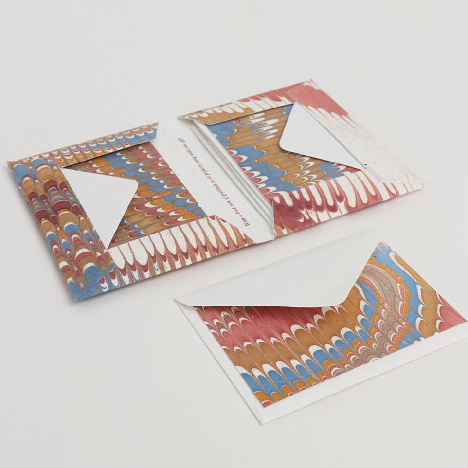 Hand Marbled Notecard Set - 6 Cards: Desert Mountain
