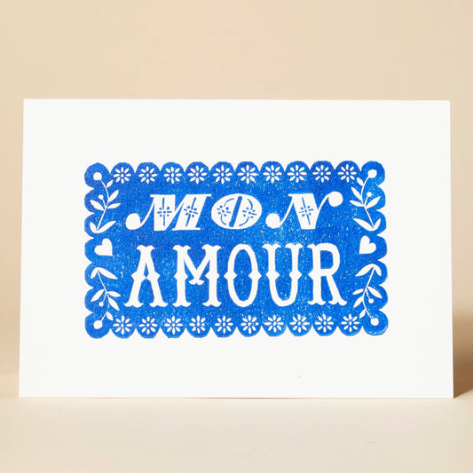 Mon Amour Linocut Greeting Card