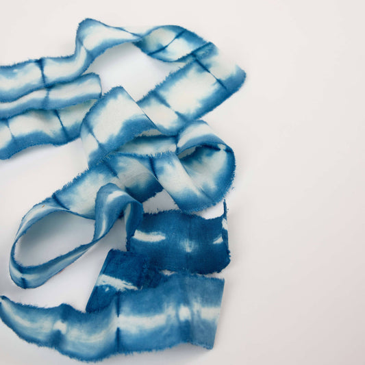 Indigo Natural Dyed Cotton Ribbon - Pack of 6