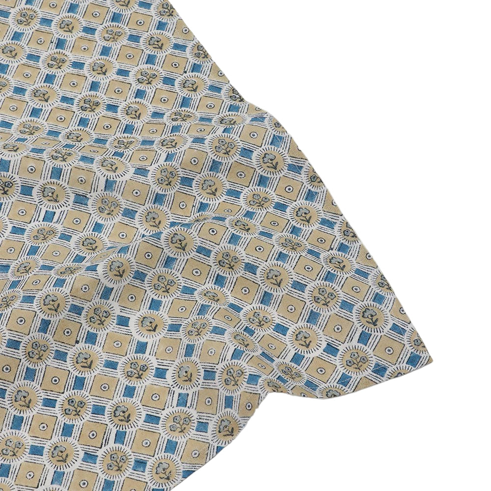 Hand Block Linen Napkin Set Spring Bloom: Blue