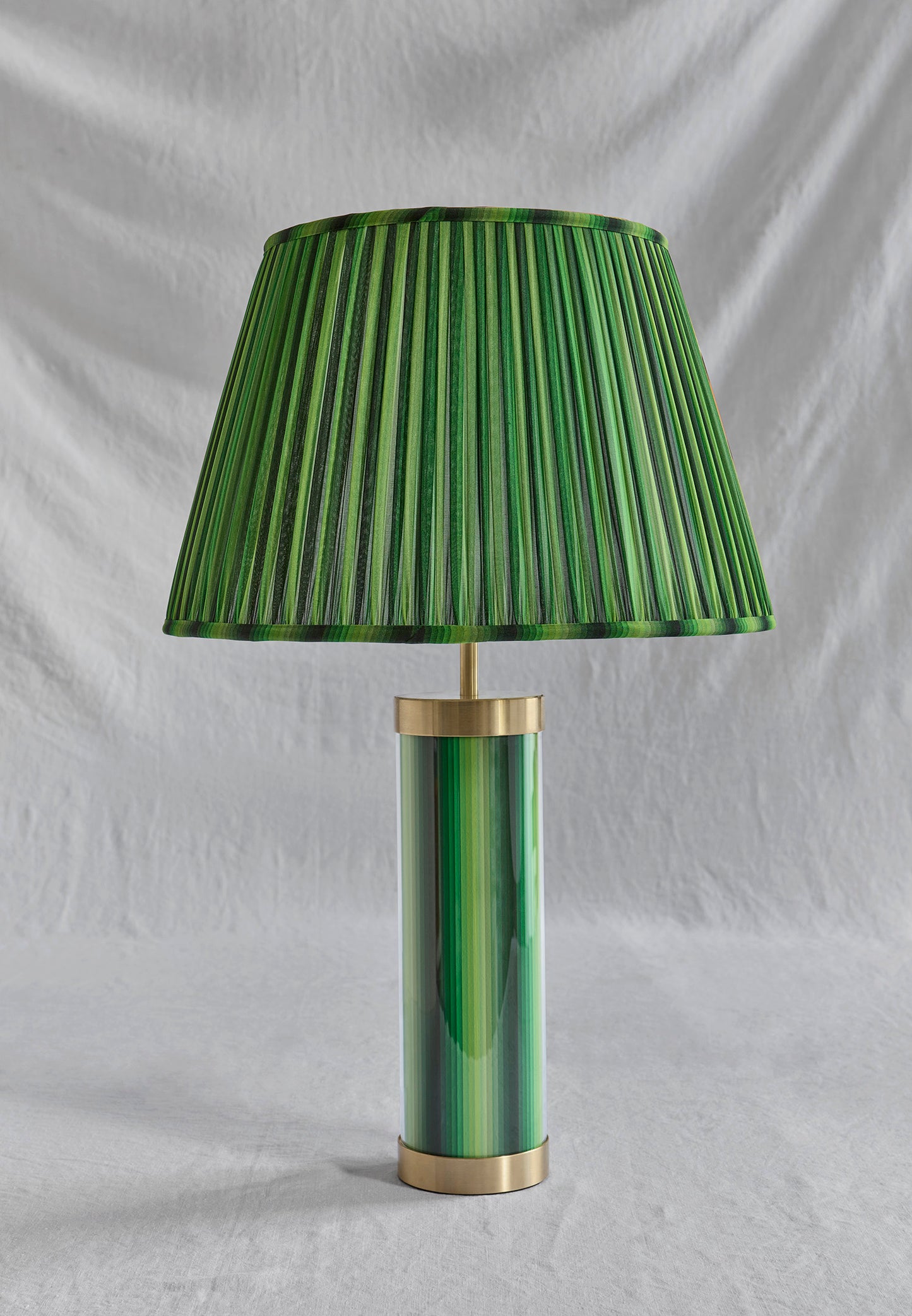 Undulating Stripes - Green Glass & Brass Lamp