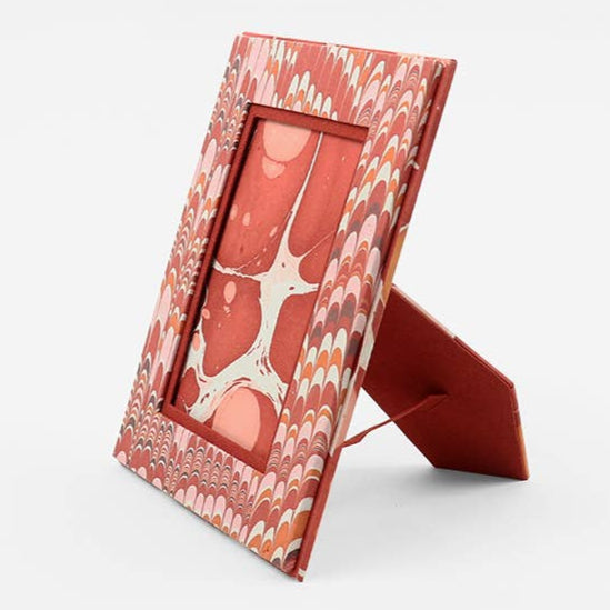 Marbled Paper Picture Frame - Mountain Red
